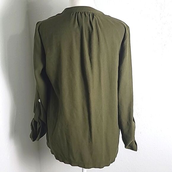 Nine West Army Green Utility Jacket with Pockets & Fold-over Collar, Size Medium - Picture 9 of 12